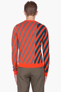 Opening Ceremony Red Wool Jagged Stripe Sweater for men