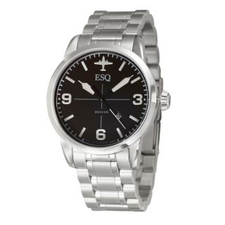 ESQ by Movado Mens Beacon Black Dial Stainless Steel Watch