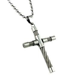 Stainless Steel Twisted Cable Cross Necklace