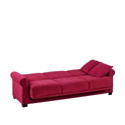 Portfolio Rio Convert a Couch Crimson Red Chenille Rolled Arm Futon