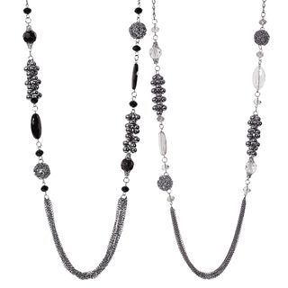 Journee Collection Rhodium plated Base Metal Glass Stone Necklace