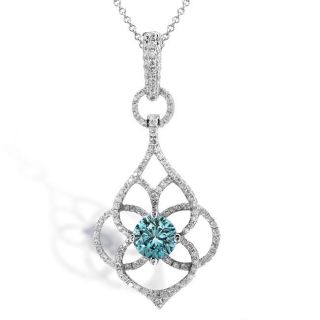 18k/ 14k Gold 1 1/10ct TDW Blue and White Diamond Necklace (G H, SI1