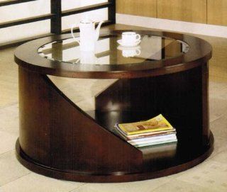 Coffee Table with Glass Top in Cherry Finish Furniture