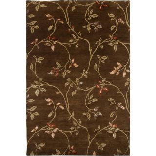 Hand knotted Floral Tobacco Wool/ Art silk Rug (56 x 86) Was $637