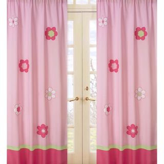 Pink and Green Flower 84 inch Curtain Panel Pair