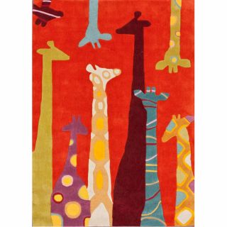 Handmade Kids Giraffe Orange Rug (5 x 7)
