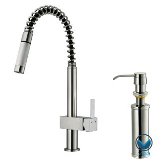 VIGO Stainless Steel Pull Out Kitchen Faucet with Soap Dispenser Today