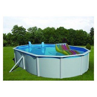Stahlwandbecken mit breitem Handlauf Pool Schwimmbecken oval 4,90 m x