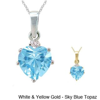 10k Gold Birthstone and 1/50ct TDW Diamond Heart Necklace (G H, SI1