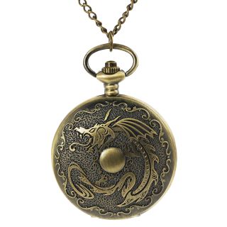 Journee Collection Goldtone Vintage Ancient Dragon Watch Necklace