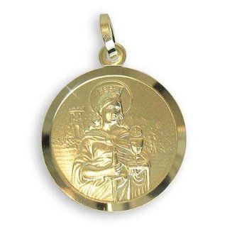 Echt 14 K Gold 585 Heilige Barbara Medaille Patronin der Bergleute