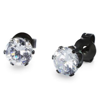West Coast Jewelry Black Stainless Steel Cubic Zirconia Stud Earrings