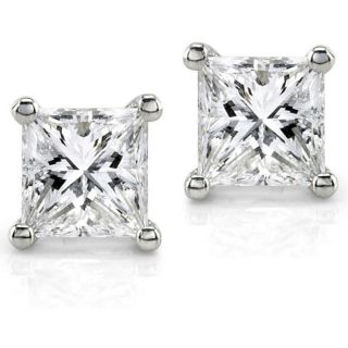 14k White Gold 2 1/2ct TDW Diamond Stud Earrings (H I, SI)