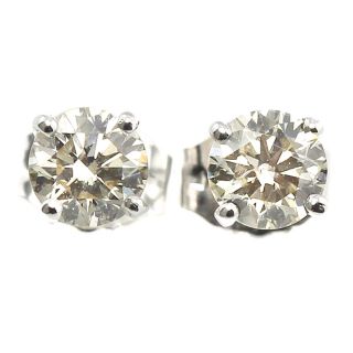 Platinum 1ct TDW Hearts and Arrows Diamond Stud Earrings (H I, SI1 SI2