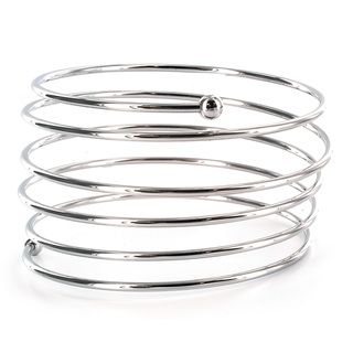 West Coast High polish Silvertone Stainless Steel Spiral Cuff Bracelet
