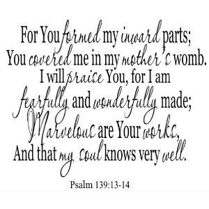 my inward parts.Psalm 13913 14 25x22in quote