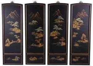 Set of Four Japanese Landscape Wall Plaques (China)