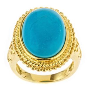 Yach Gold over Silver Turquoise Cabochon Ring
