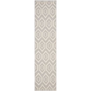 Moroccan Dhurrie Grey/ Ivory Wool Rug (26 x 10) Today $116.99