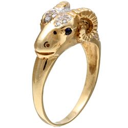 14k Gold 2/5ct TDW Diamond Rams Head Estate Ring (J, SI2) (Size 7