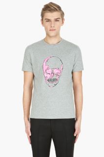 Markus Lupfer Grey Neon Sequins Skull T shirt for men