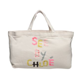 See by Chloe 9S7162 N173 525 Cream Mini Canvas Tote Bag