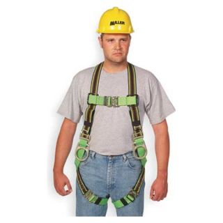 Miller By Honeywell E650QC 7/UGN Full Body Harness, Universal, 400 lb, Green