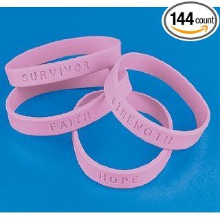 144 Breast Cancer Awareness Pink Bracelets (Pack of 144) 