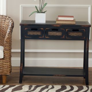 Corby Distressed 3 Drawer Black Console Table